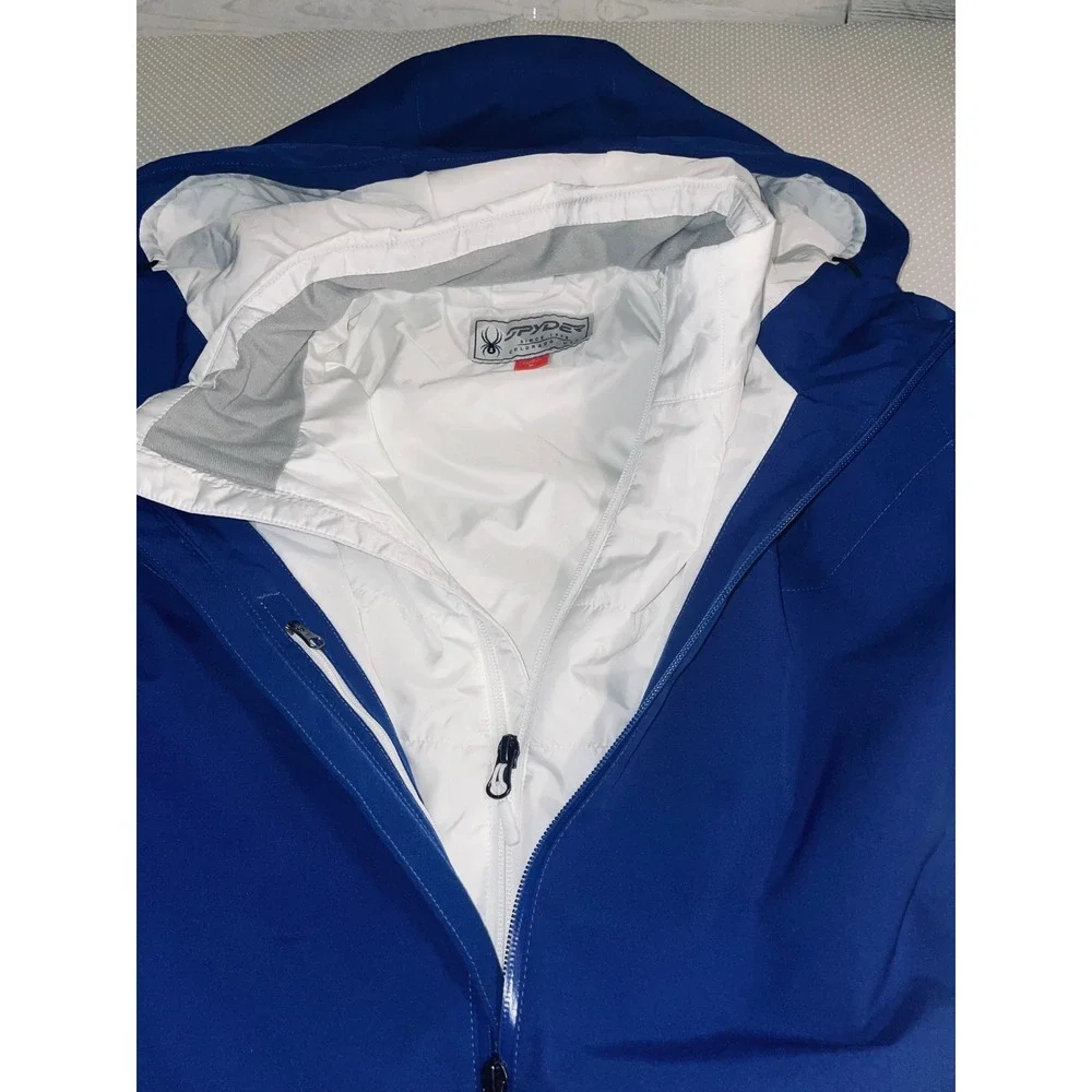 Spyder New Mega 3 in 1 Jacket Men‎ XL Blue White Ski Snowboard Waterproof Hooded